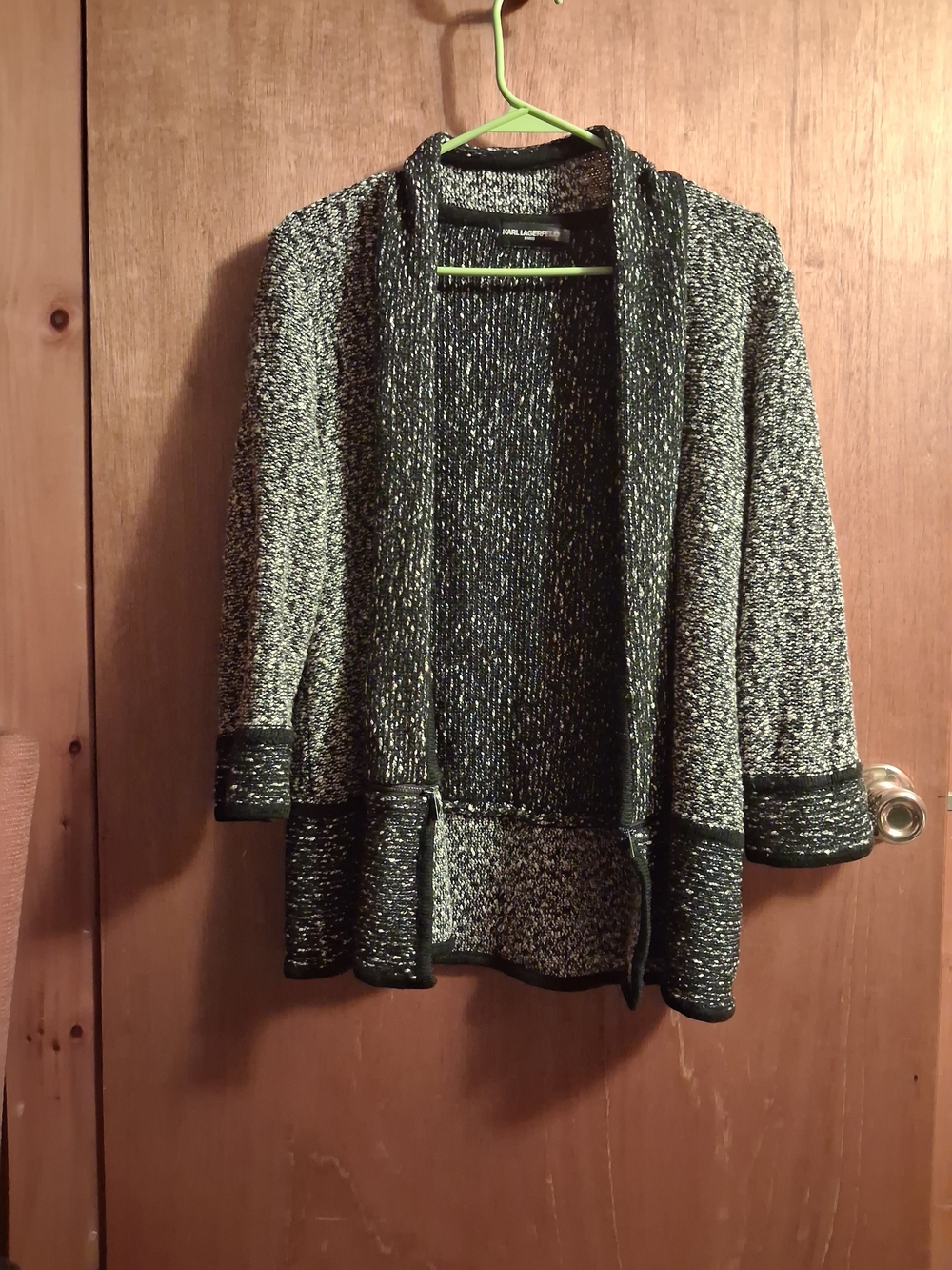 Karl Lagerfeld Black & Grey Marled Open-Front Cardigan